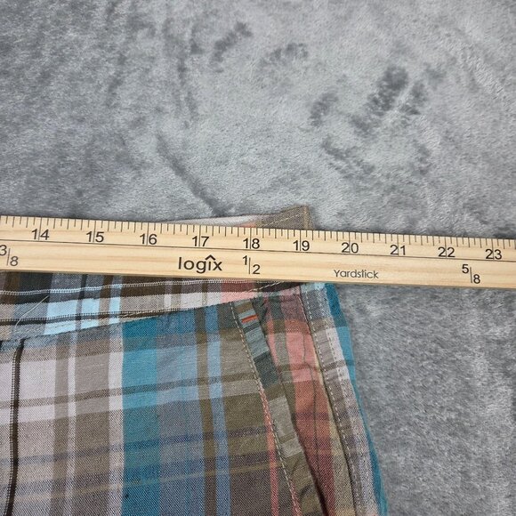 Tommy Bahama Shorts Mens 38 Blue Tan Plaid Linen Blend Beachy Casual - Picture 6 of 8